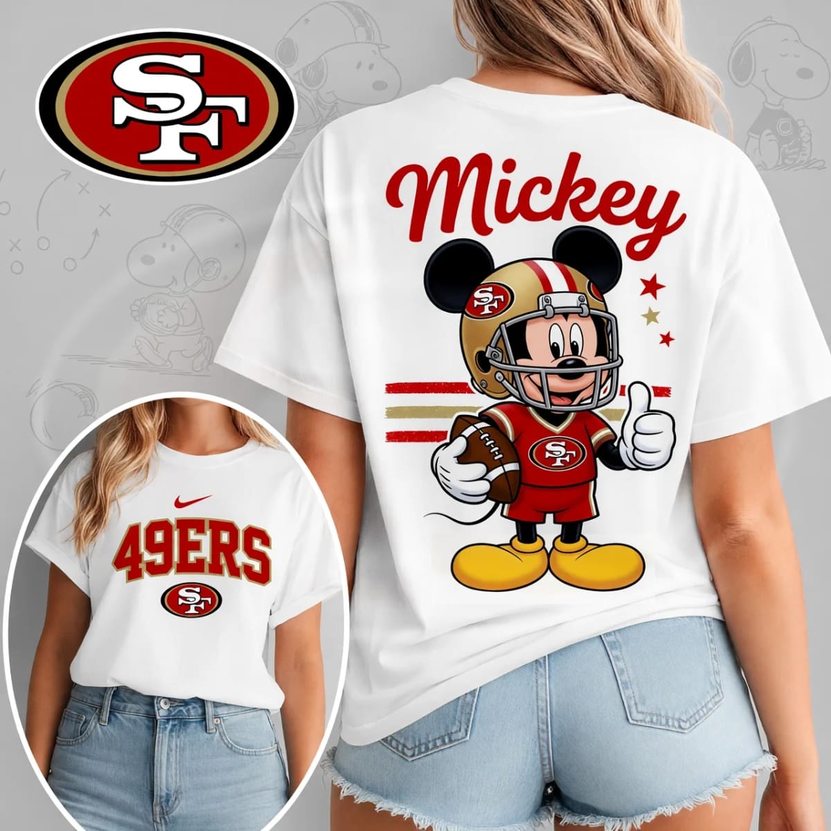 San Francisco 49ers x Mickey Mouse Football Game Day Unisex T-Shirt – NFL Fan Outfit