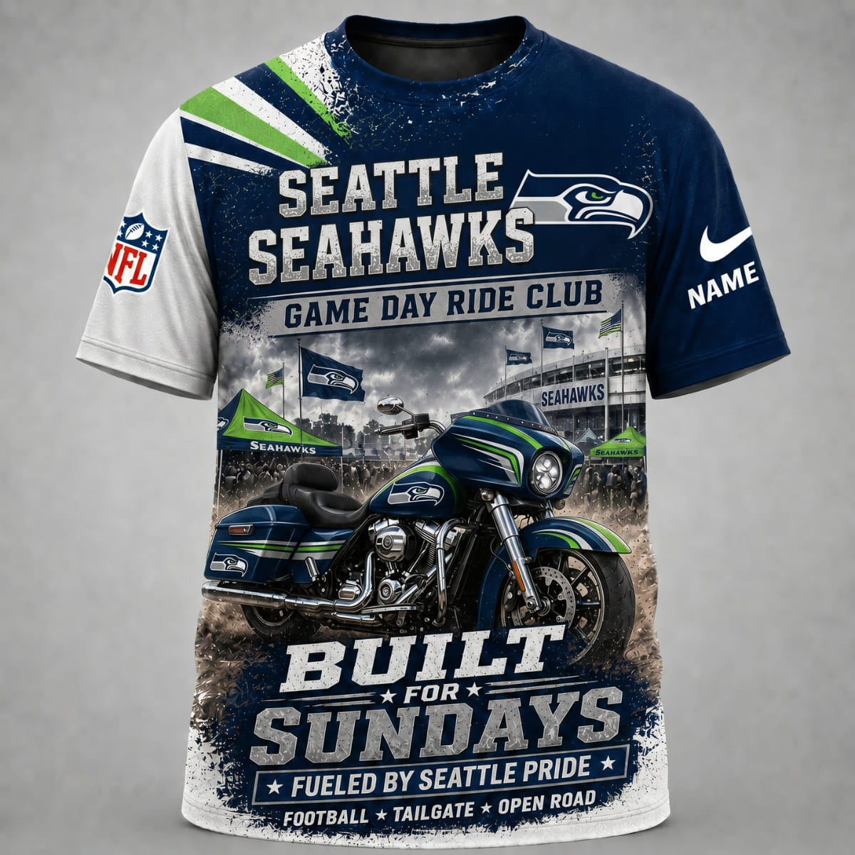 Personalized Seattle Seahawks Game Day Ride Club Unisex T-Shirt – Custom Name | NFL Fan Outfit