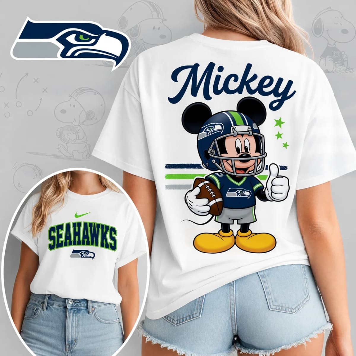 Seattle Seahawks x Mickey Mouse Football Game Day Unisex T-Shirt – NFL Fan Outfit