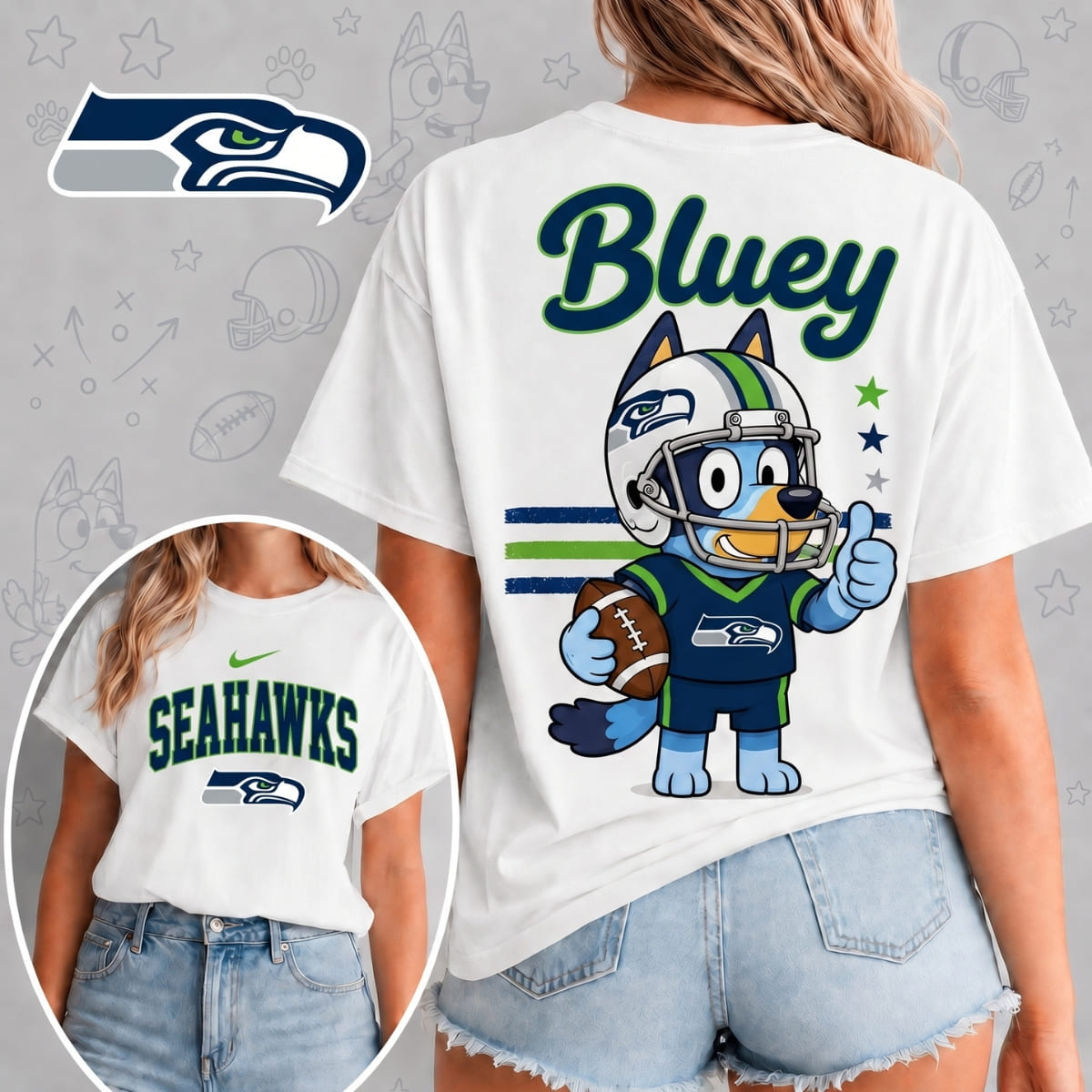 Seattle Seahawks x Bluey Football Game Day Unisex T-Shirt – NFL Fan Outfit