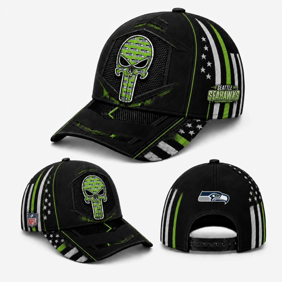 Personalized Seattle Seahawks Tactical Skull Cap – Custom Name | NFL Outfit