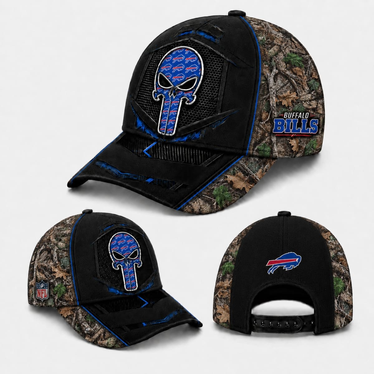 Buffalo Bills Tactical Camo Skull Cap – Custom Name | NFL Fan Outfit