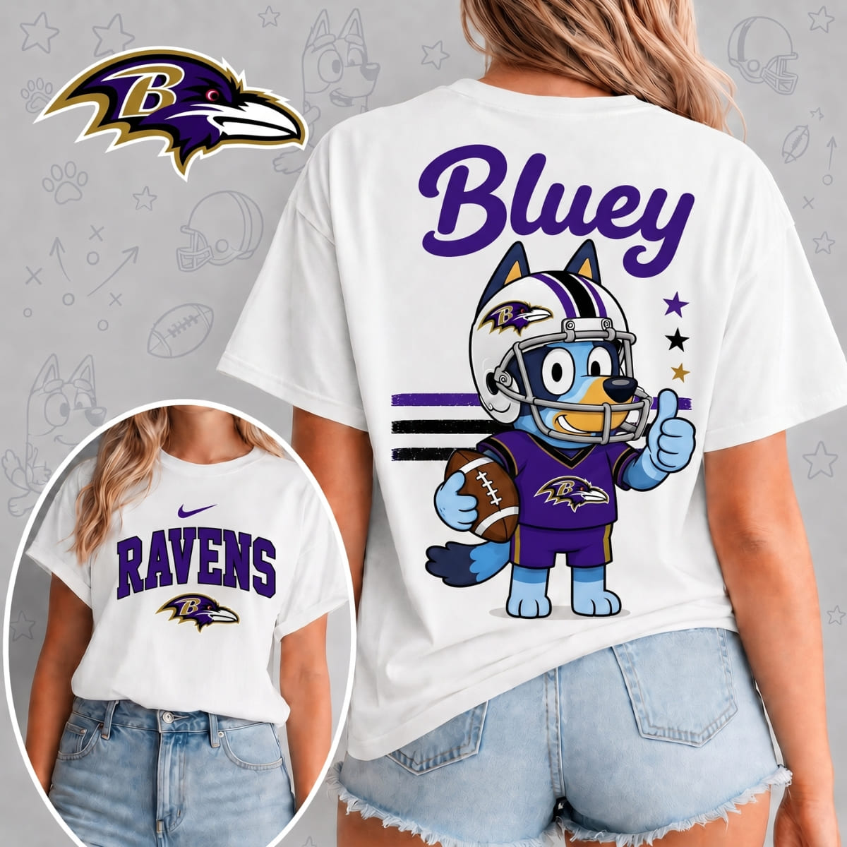 Baltimore Ravens x Bluey Football Game Day Unisex T-Shirt – NFL Fan Outfit