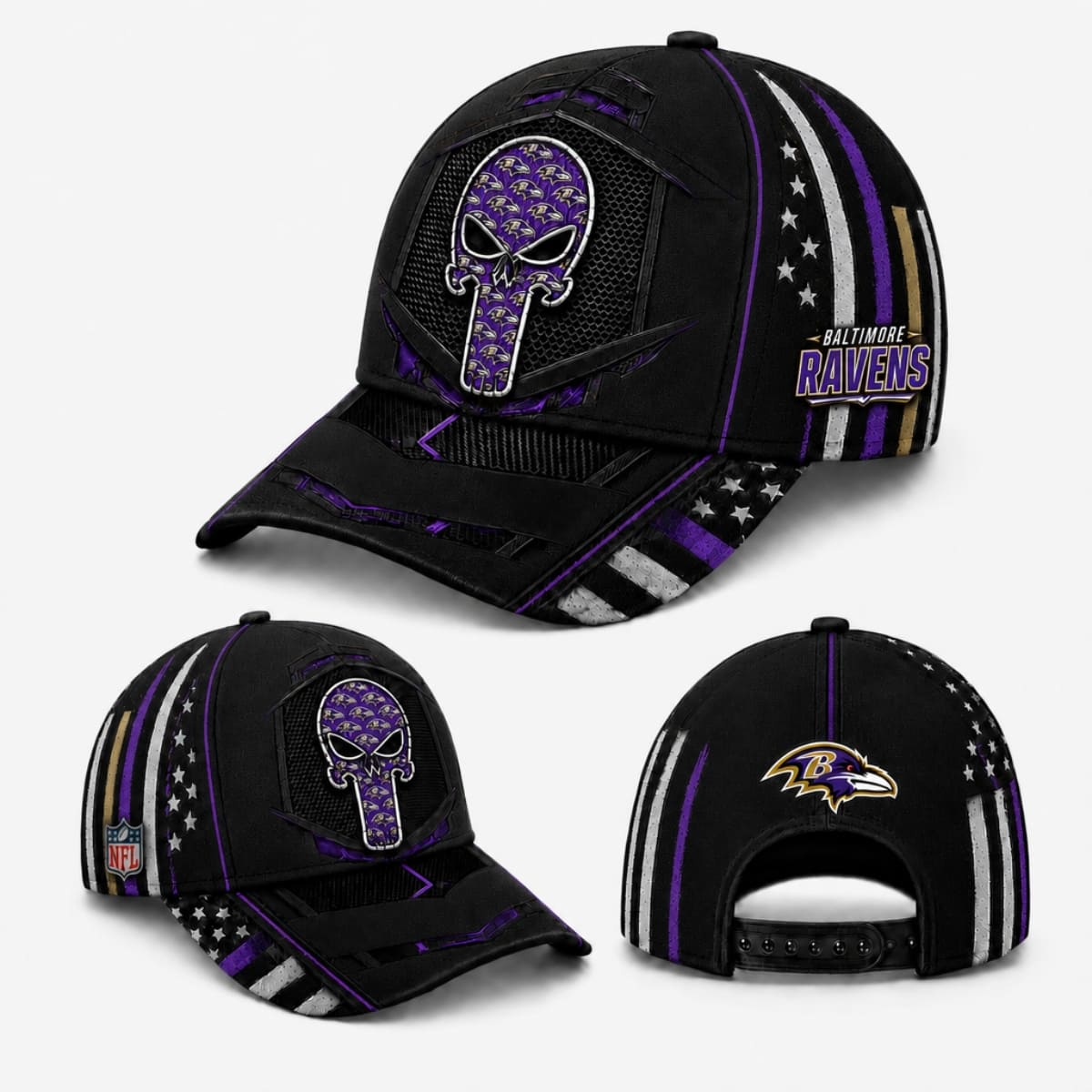 Personalized Baltimore Ravens Tactical Skull Cap – Custom Name | NFL Outfit