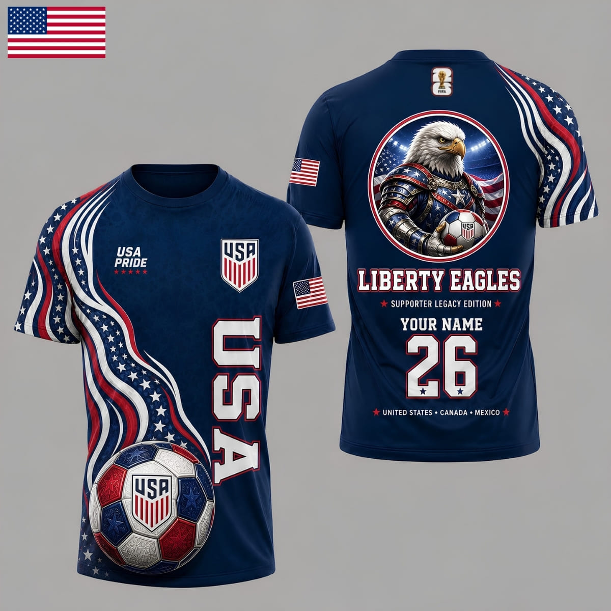 Personalized USA Liberty Eagles World Cup 2026 Unisex T-Shirt – Custom Name & Number