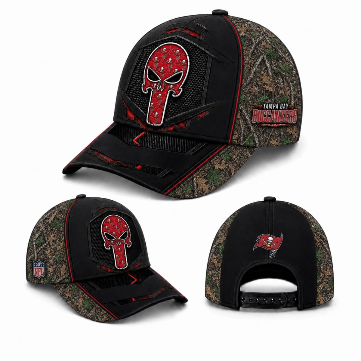 Tampa Bay Buccaneers Tactical Camo Skull Cap – Custom Name | NFL Fan Outfit