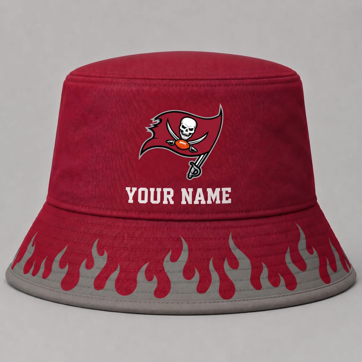 Personalized Tampa Bay Buccaneers Flame Brim Bucket Hat – Custom Name | NFL Fan Outfit