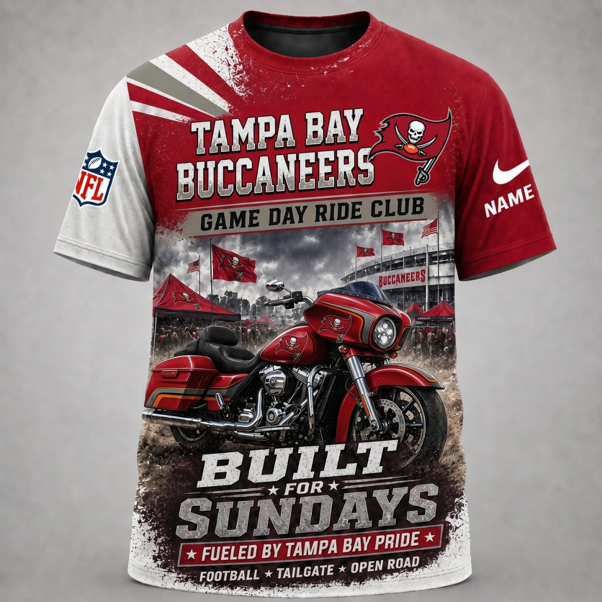 Personalized Tampa Bay Buccaneers Game Day Ride Club Unisex T-Shirt – Custom Name | NFL Fan Outfit
