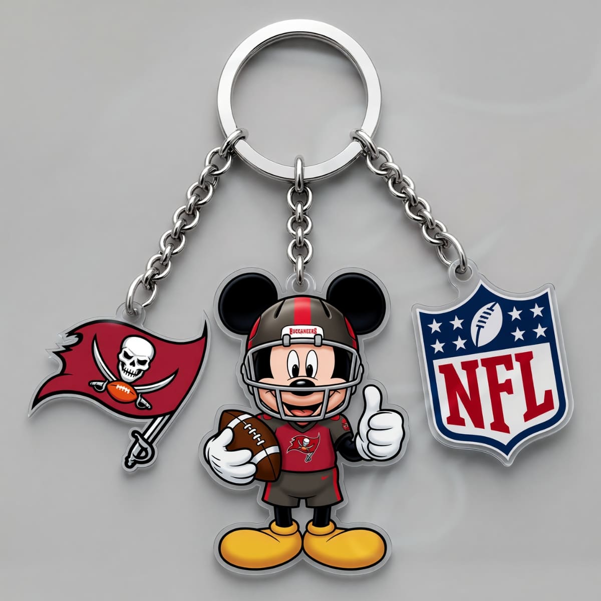 Tampa Bay Buccaneers x Mickey Triple Charm Keychain | NFL Fan Gift