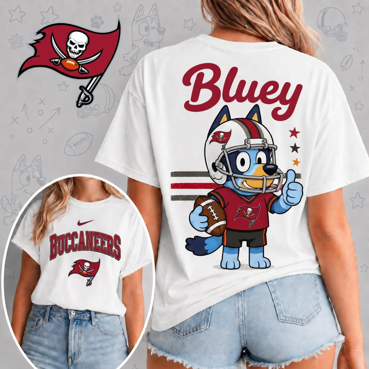 Tampa Bay Buccaneers x Bluey Football Game Day Unisex T-Shirt – NFL Fan Outfit