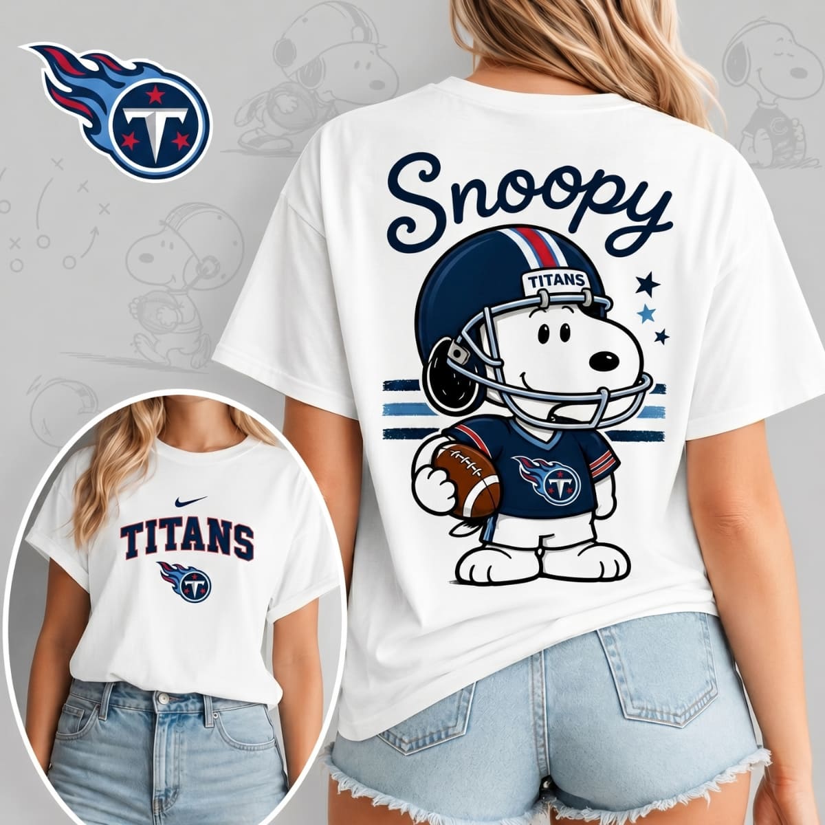 Tennessee Titans x Snoopy Football Game Day Unisex T-Shirt – NFL Fan Outfit