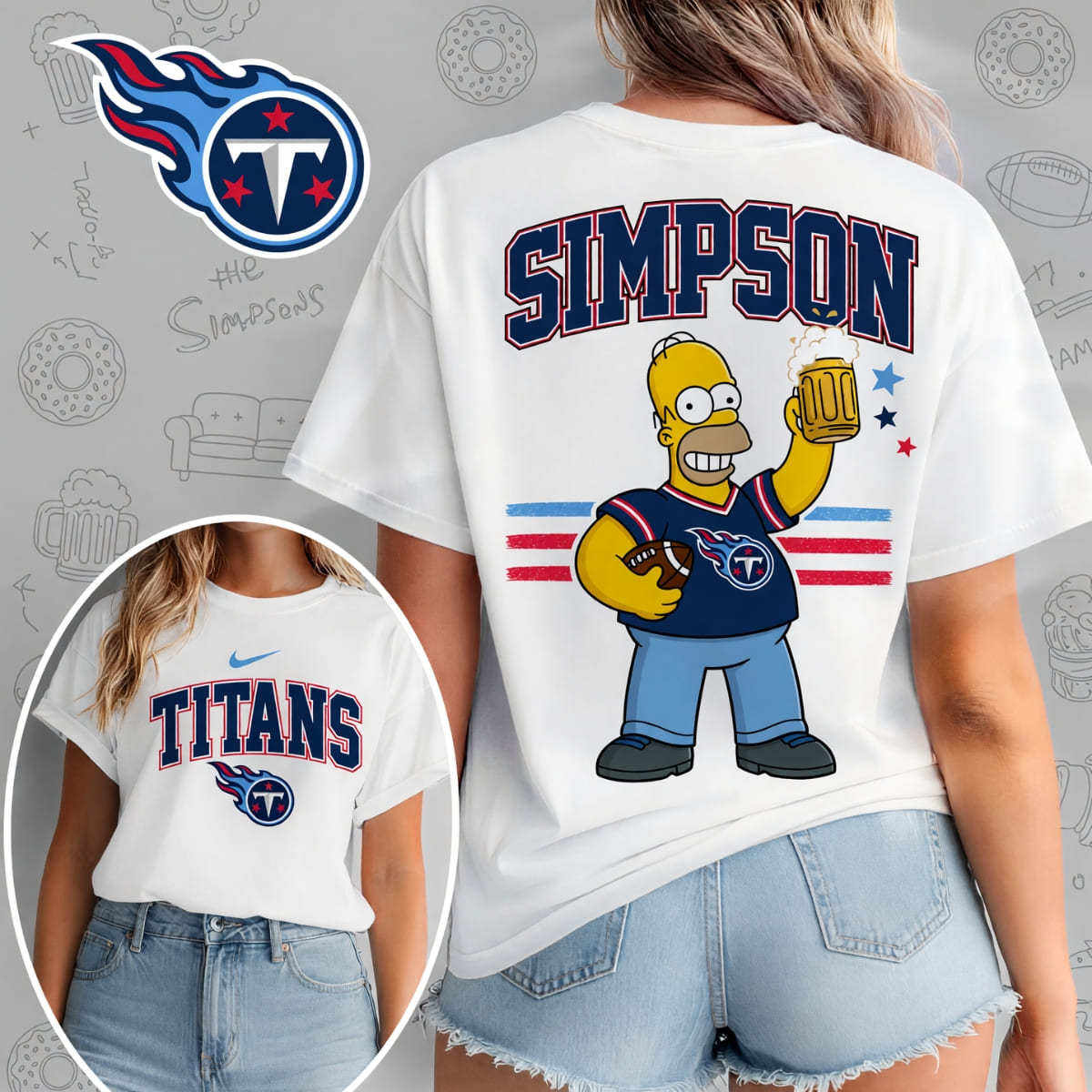 Tennessee Titans x The Simpsons Football Game Day Unisex T-Shirt – NFL Fan Outfit