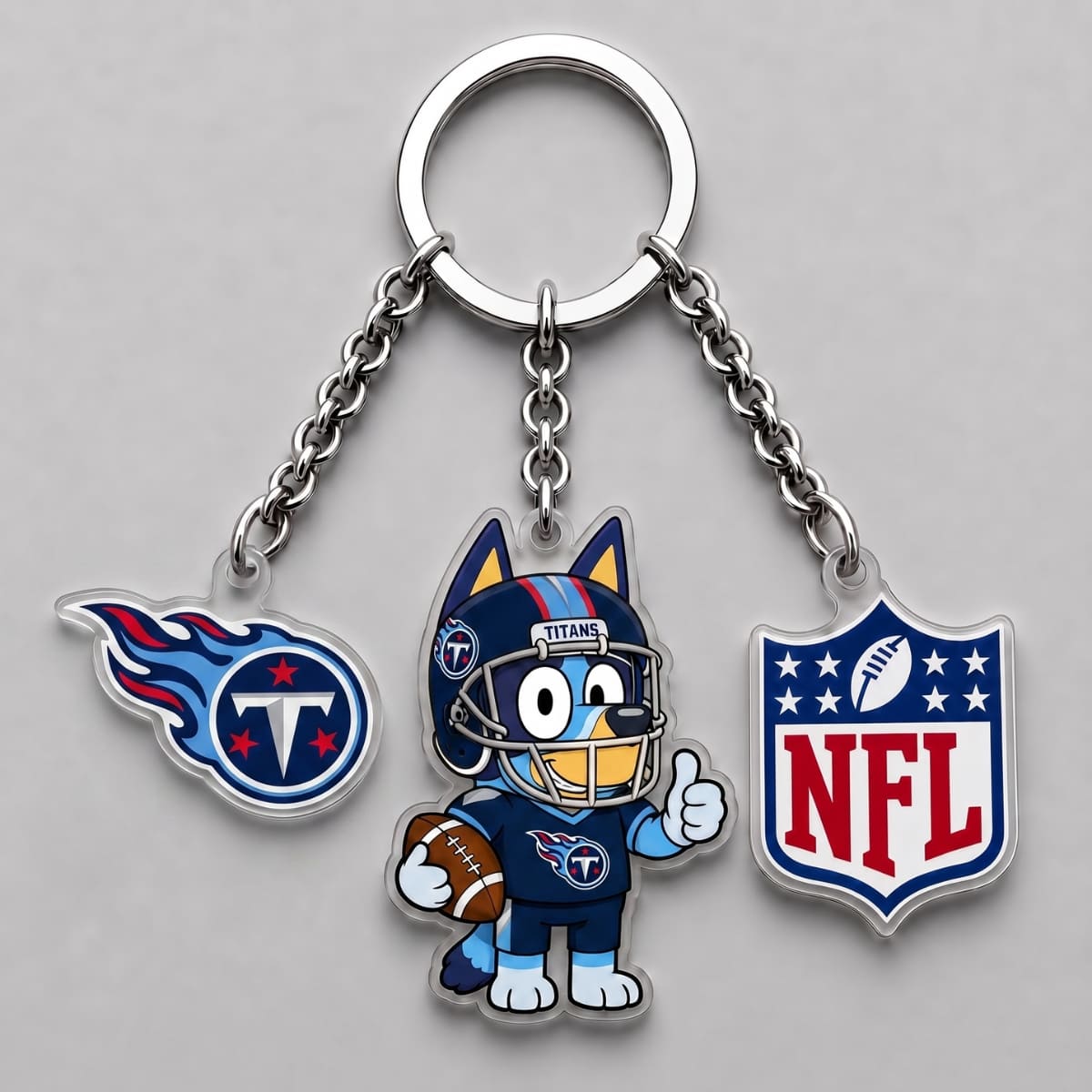 Tennessee Titans x Bluey Triple Charm Keychain | NFL Fan Gift