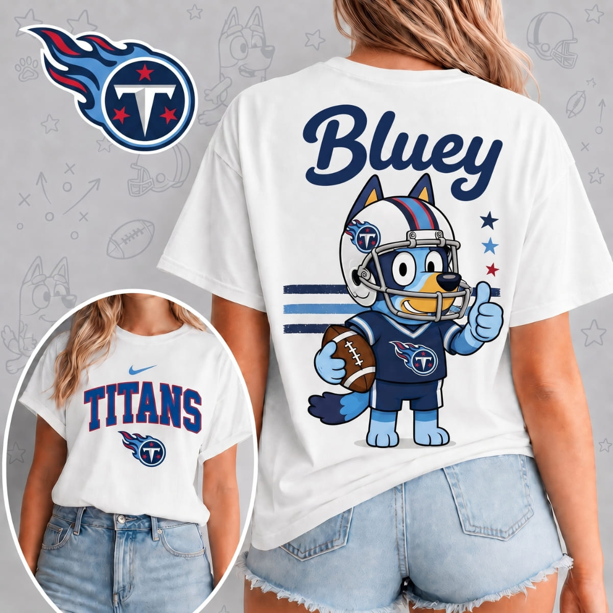 Tennessee Titans x Bluey Football Game Day Unisex T-Shirt – NFL Fan Outfit
