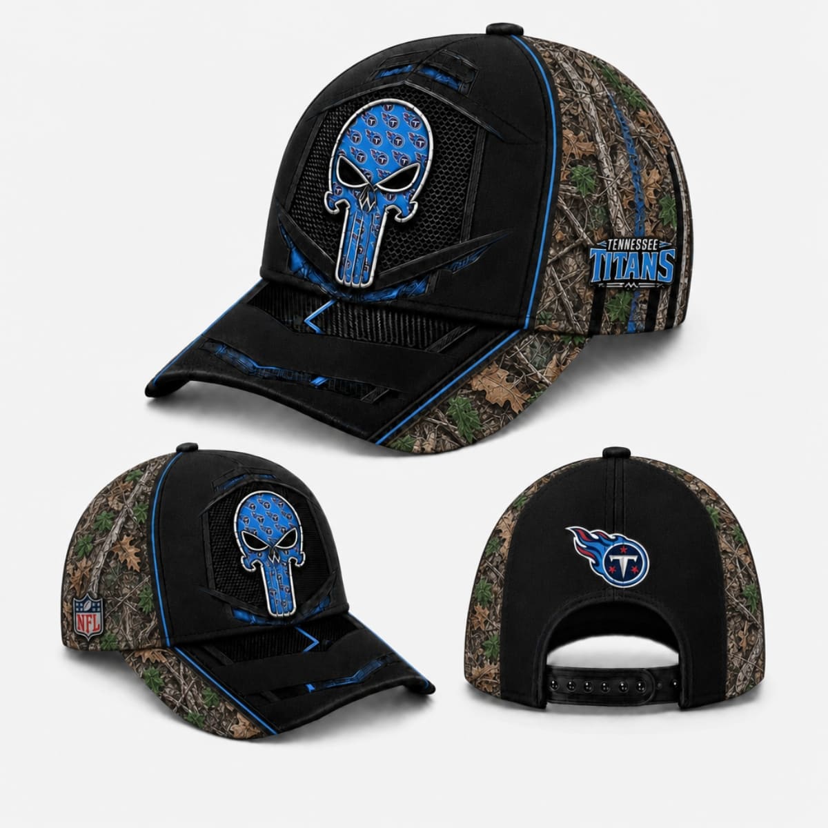 Tennessee Titans Tactical Camo Skull Cap – Custom Name | NFL Fan Outfit
