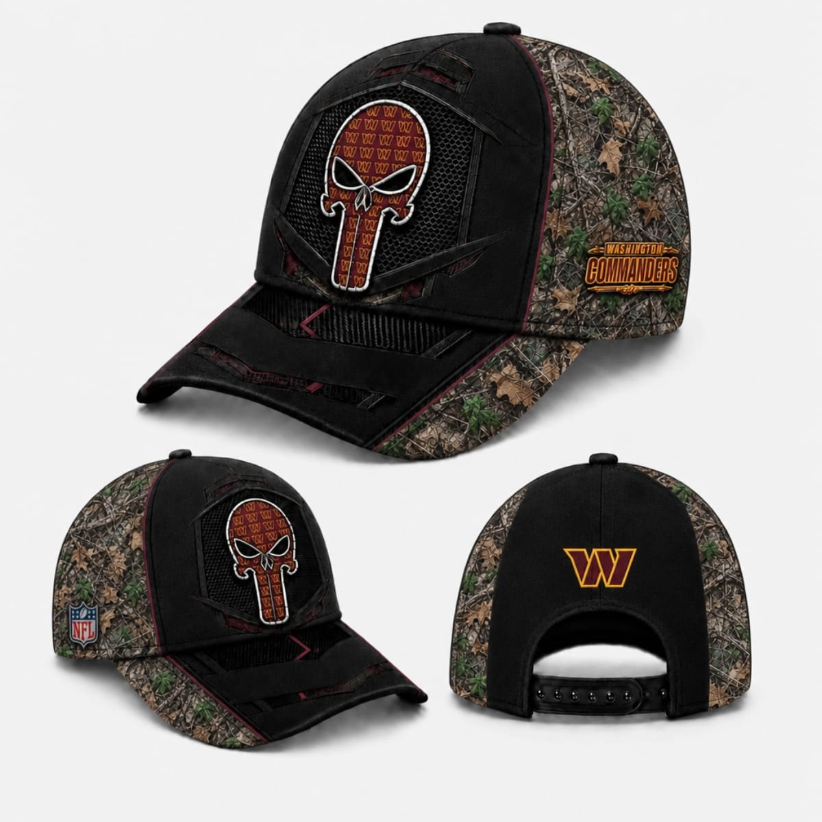 Washington Commanders Tactical Camo Skull Cap – Custom Name | NFL Fan Outfit