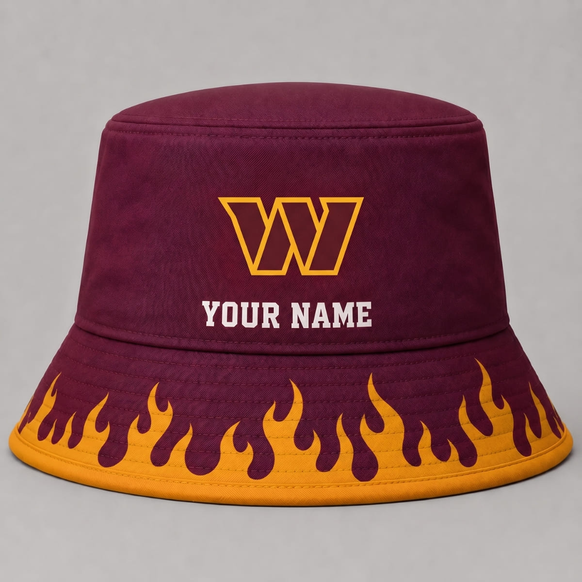 Personalized Washington Commanders Flame Brim Bucket Hat – Custom Name | NFL Fan Outfit