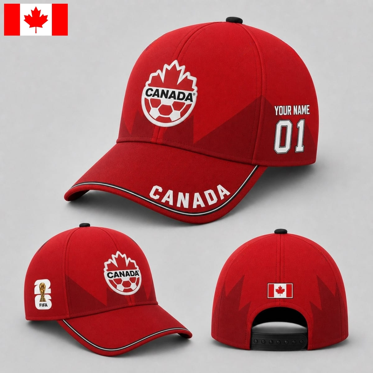 Personalized Canada Baseball Cap – Home Jersey Inspired – Custom Name & Number | World Cup 2026