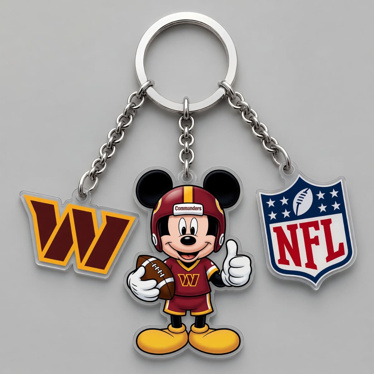 Washington Commanders x Mickey Triple Charm Keychain | NFL Fan Gift