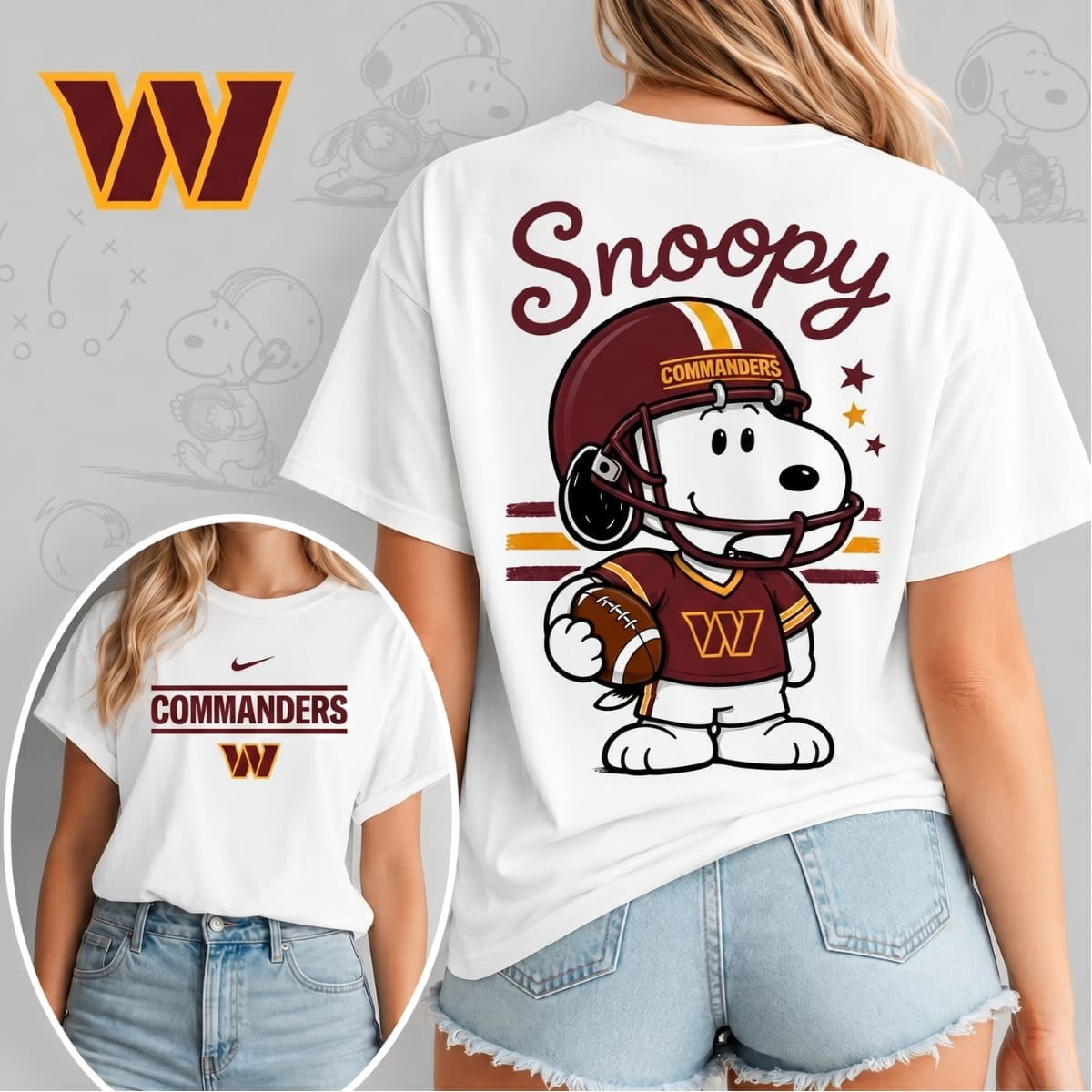 Washington Commanders x Snoopy Football Game Day Unisex T-Shirt – NFL Fan Outfit