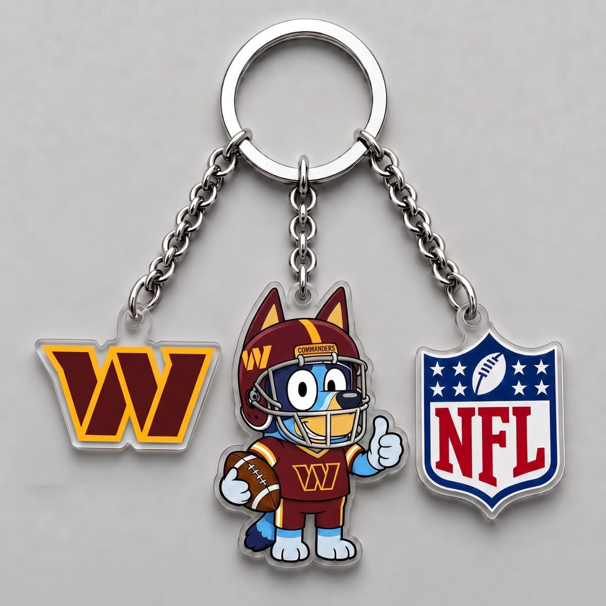 Washington Commanders x Bluey Triple Charm Keychain | NFL Fan Gift