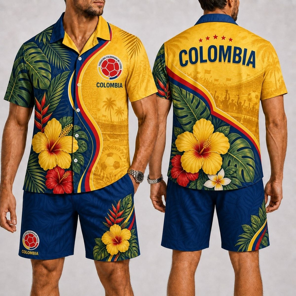 Island Wave Colombia Hawaii Shirt & Shorts Set – World Cup 2026