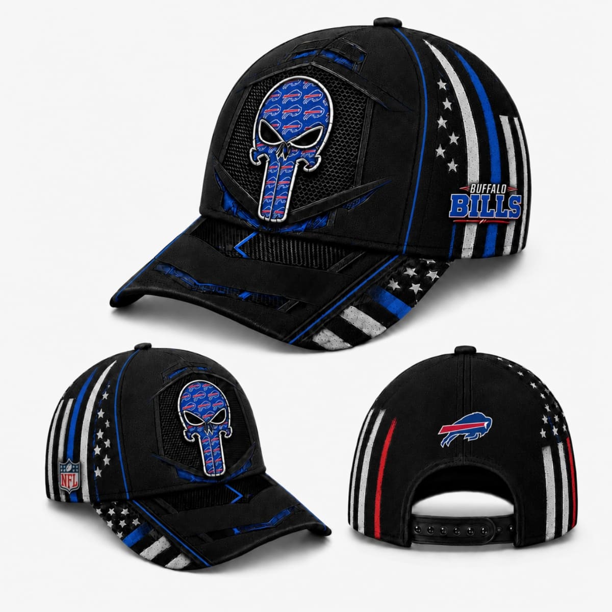 Personalized Buffalo Bills Tactical Skull Cap – Custom Name | NFL Outfit