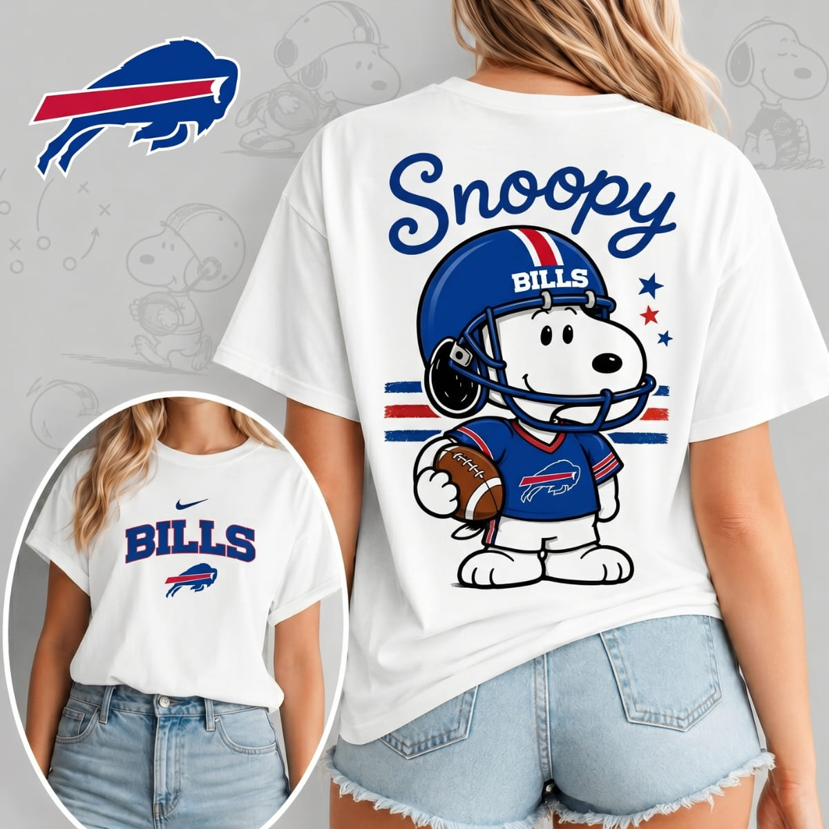 Buffalo Bills x Snoopy Football Game Day Unisex T-Shirt – NFL Fan Outfit