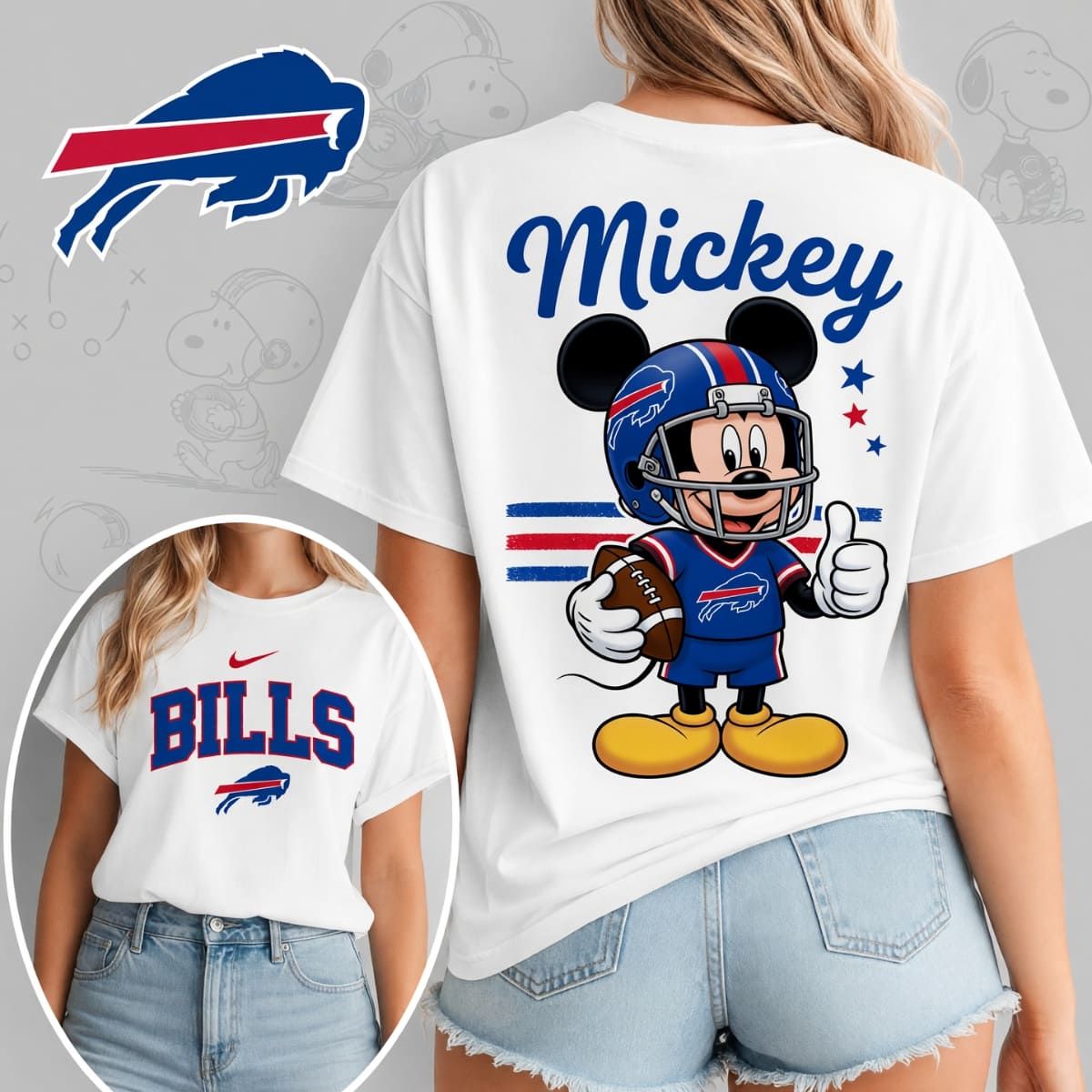Buffalo Bills x Mickey Mouse Football Game Day Unisex T-Shirt – NFL Fan Outfit