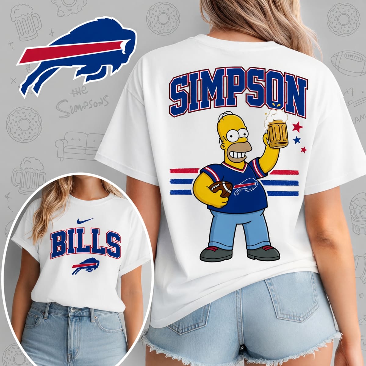 Buffalo Bills x The Simpsons Football Game Day Unisex T-Shirt – NFL Fan Outfit