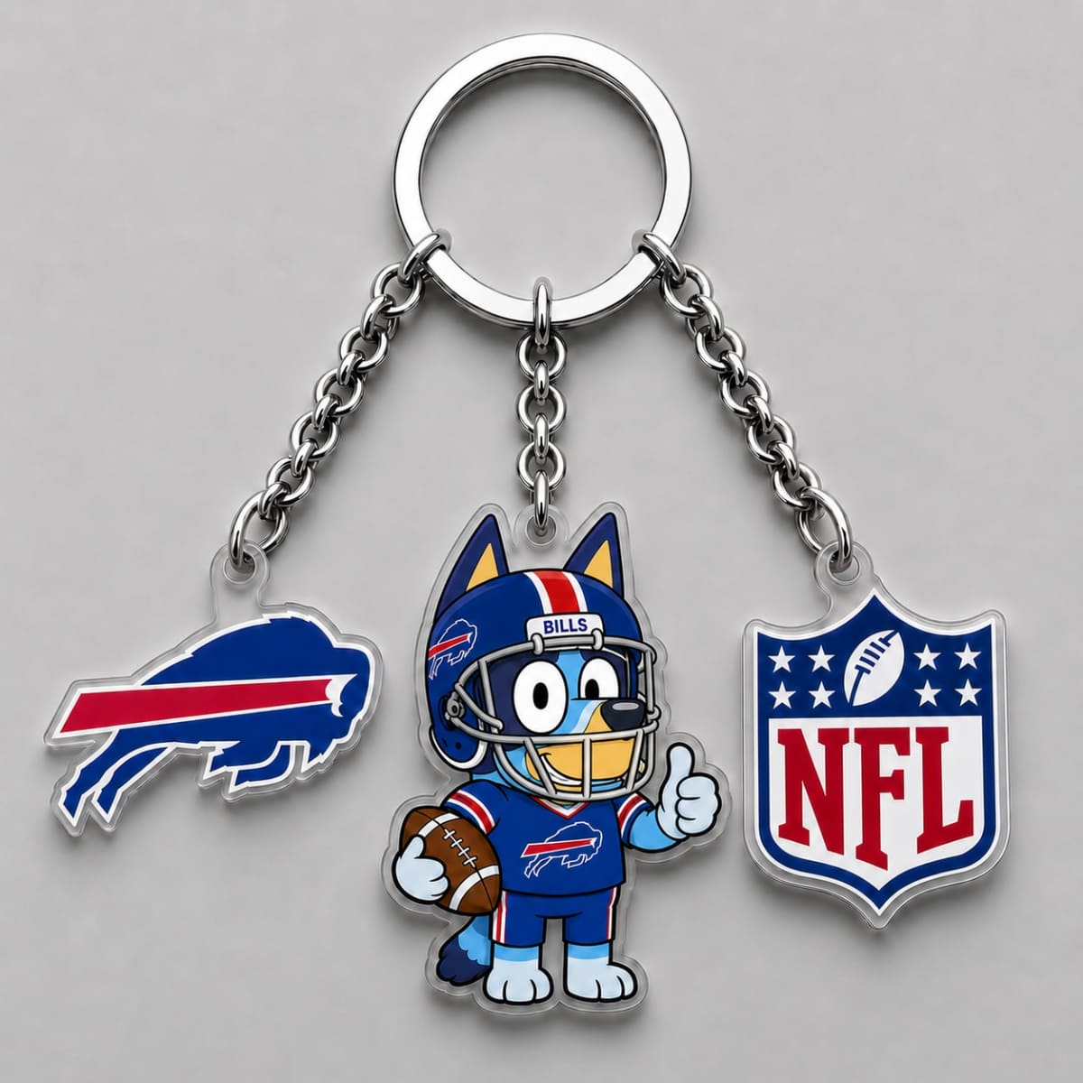 Buffalo Bills x Bluey Triple Charm Keychain | NFL Fan Gift