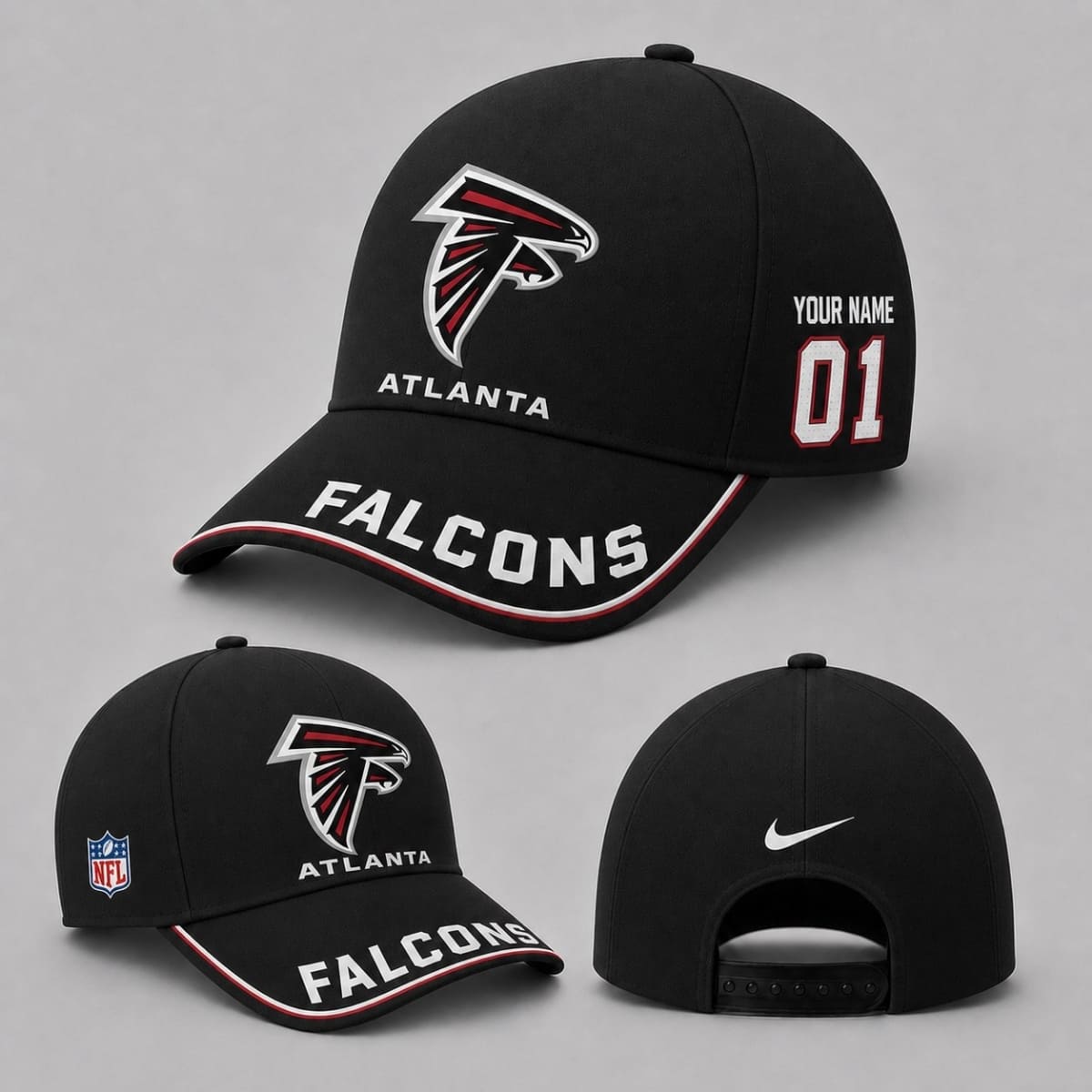 Personalized Atlanta Falcons Football Baseball Cap – Custom Name & Number