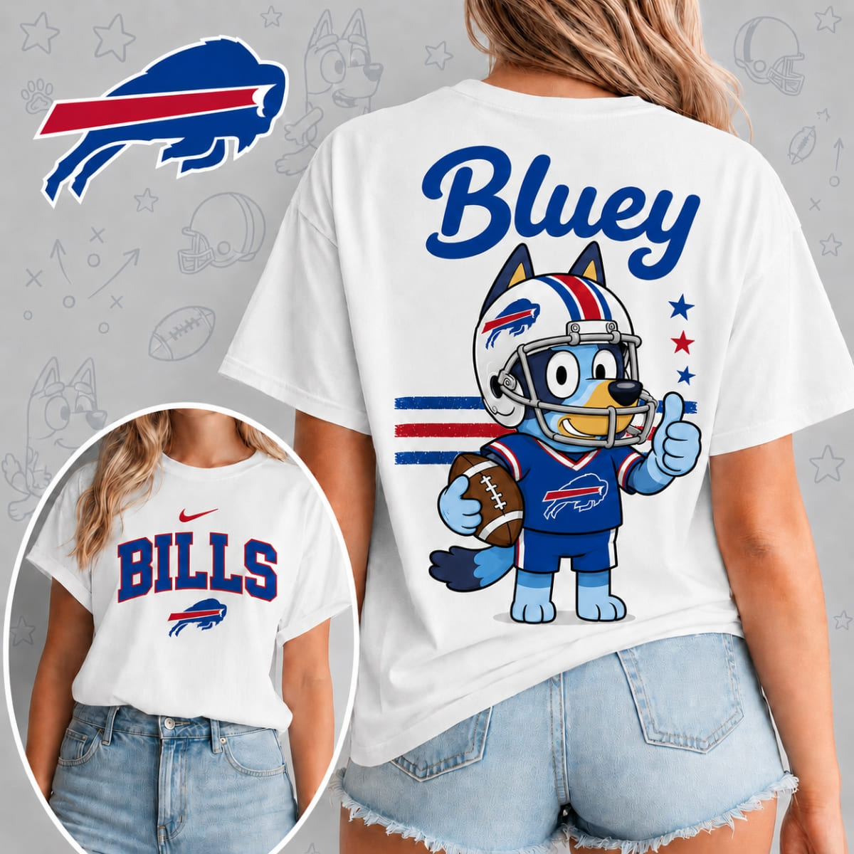 Buffalo Bills x Bluey Football Game Day Unisex T-Shirt – NFL Fan Outfit