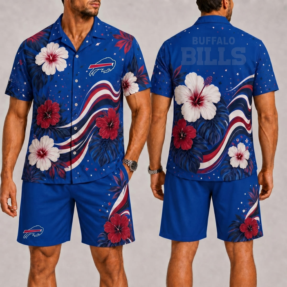 Buffalo Bills Aloha Blitz Hawaii Shirt & Shorts Set – NFL Fan Outfit