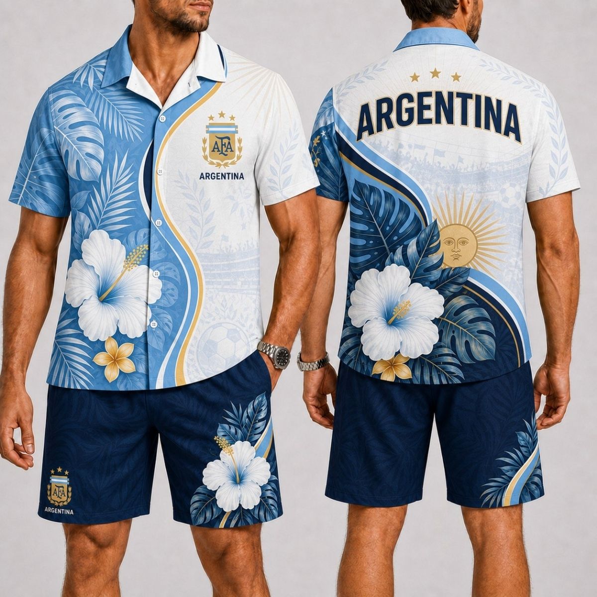 Island Wave Argentina Hawaii Shirt & Shorts Set – World Cup 2026