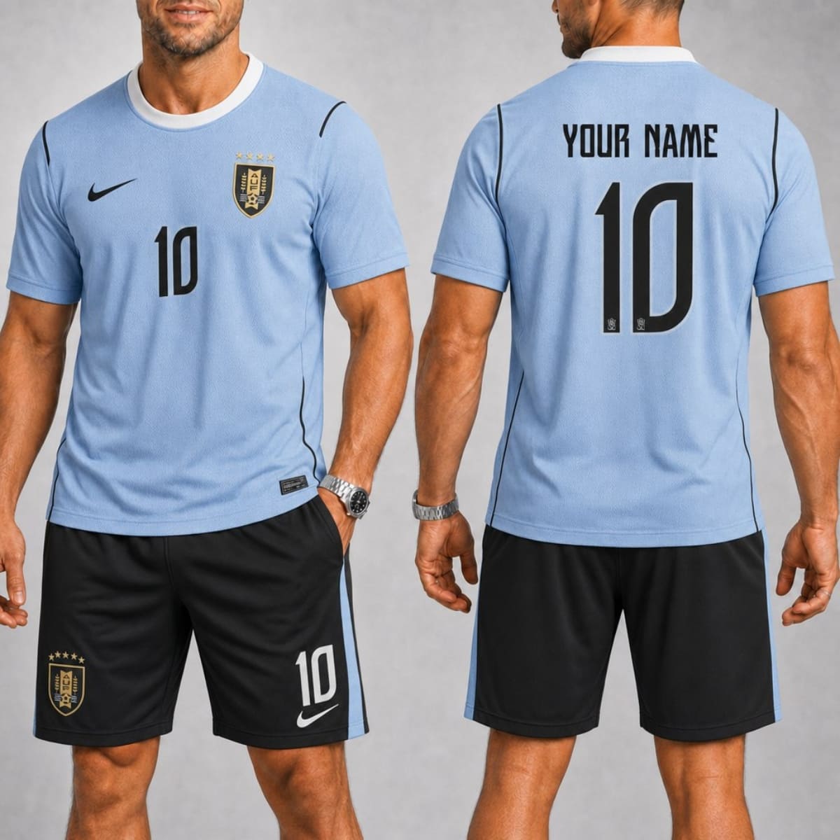 Personalized Uruguay Home Jersey & Shorts Set – Custom Name & Number | World Cup 2026