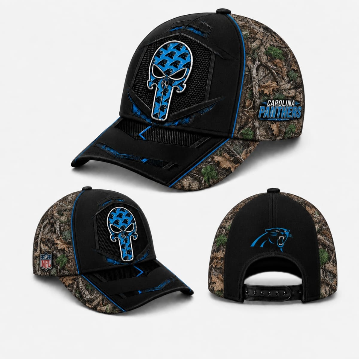 Carolina Panthers Tactical Camo Skull Cap – Custom Name | NFL Fan Outfit