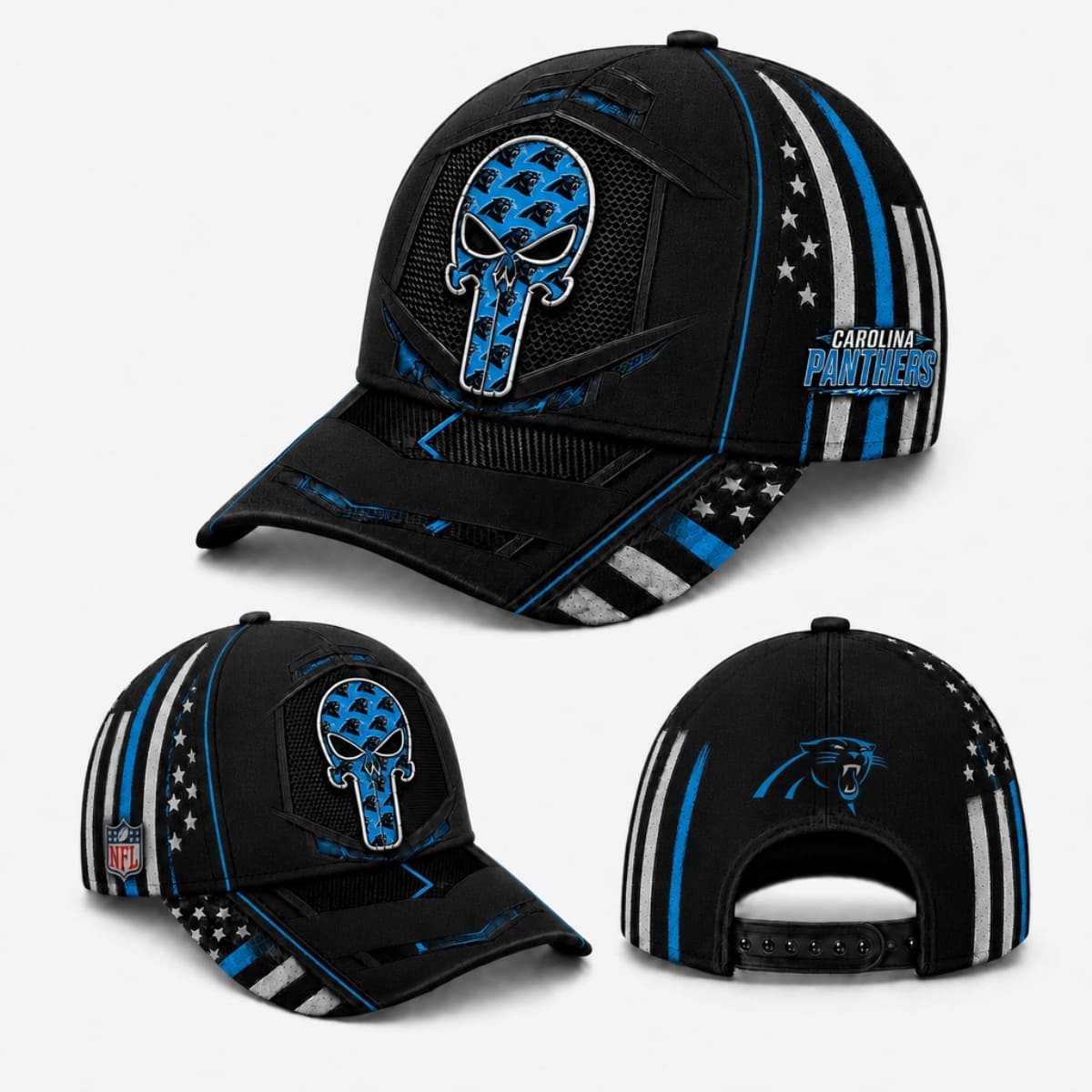 Personalized Carolina Panthers Tactical Skull Cap – Custom Name | NFL Outfit