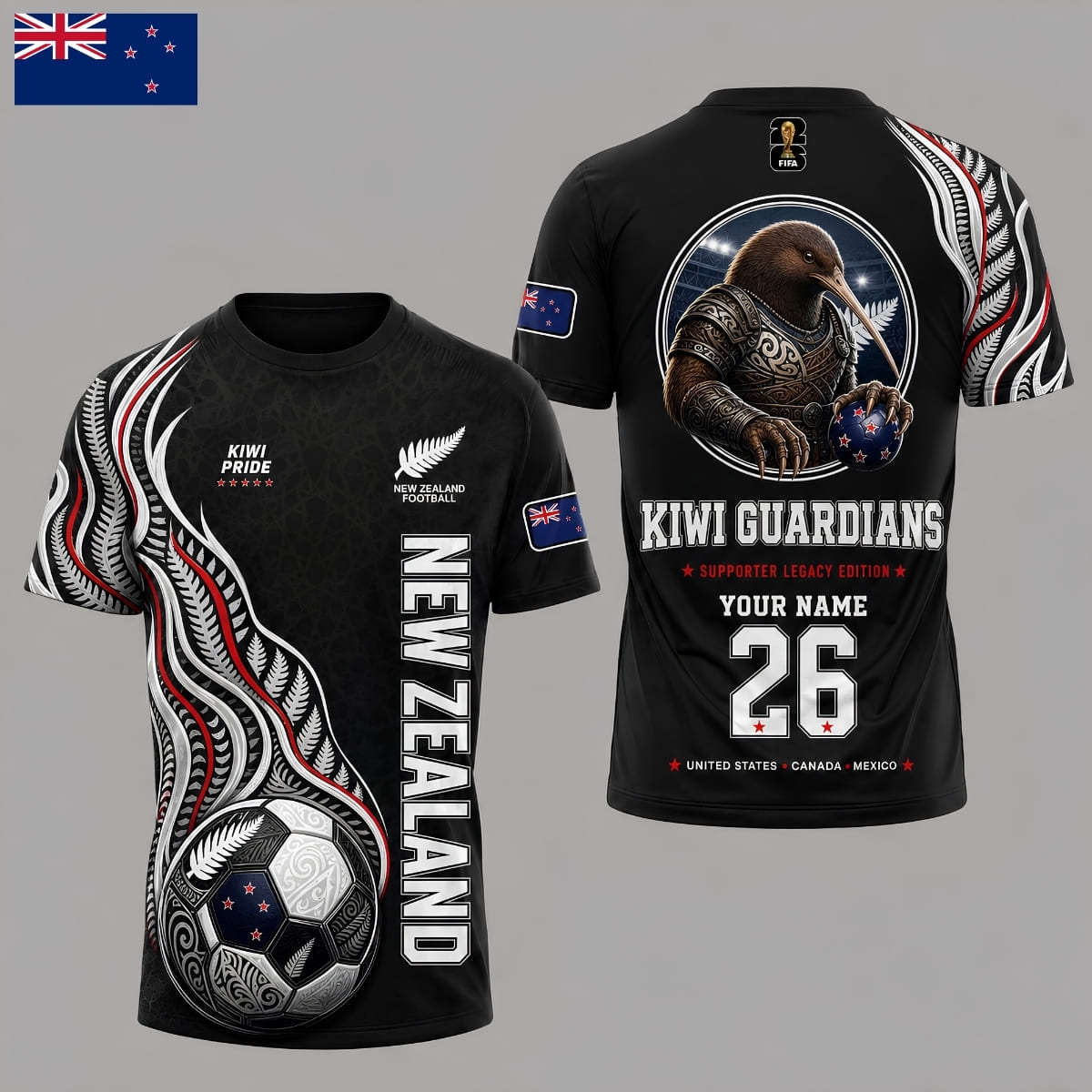 Personalized New Zealand Kiwi Guardians World Cup 2026 Unisex T-Shirt – Custom Name & Number
