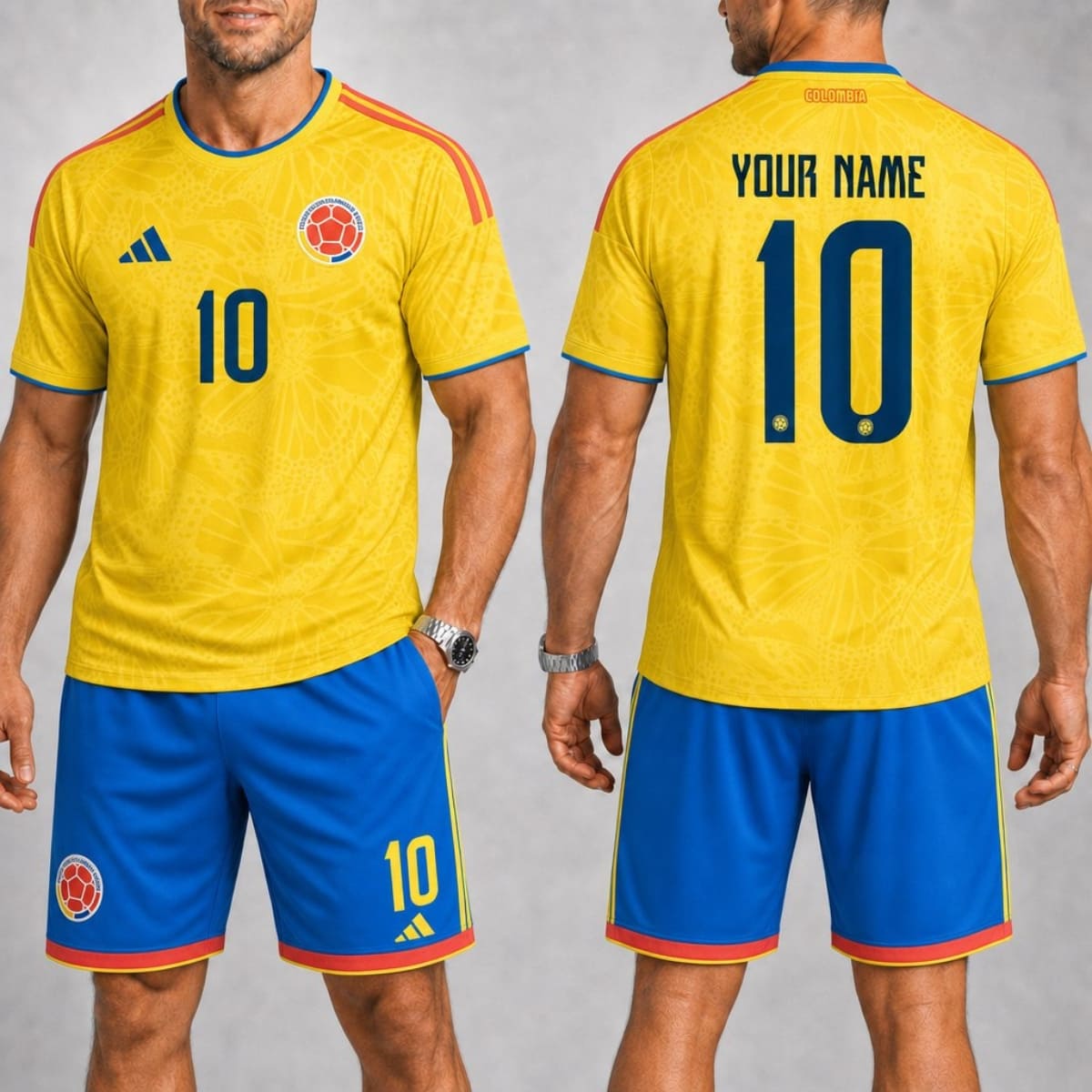 Personalized Colombia Home Jersey & Shorts Set – Custom Name & Number | World Cup 2026