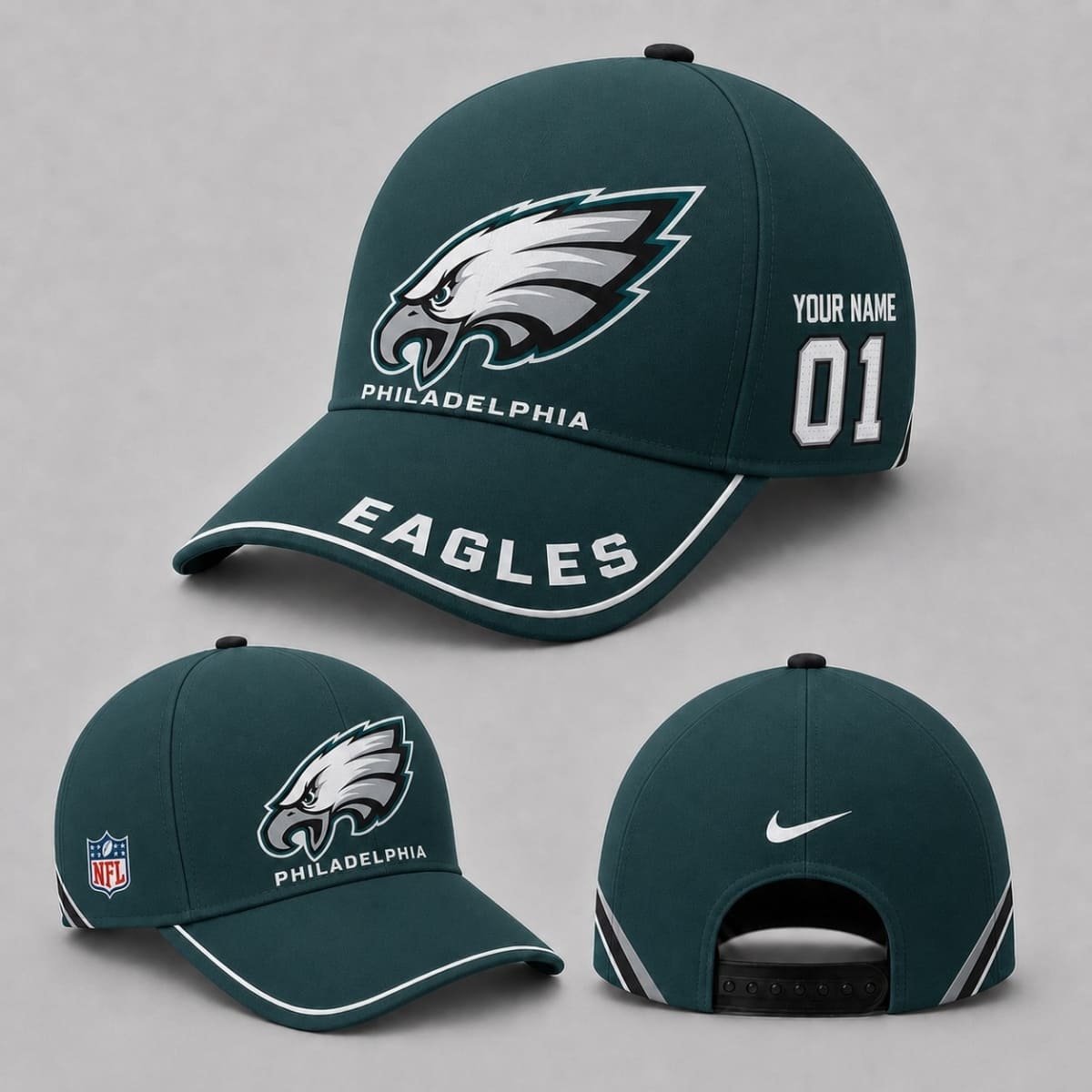 Personalized Philadelphia Eagles Football Baseball Cap – Custom Name & Number