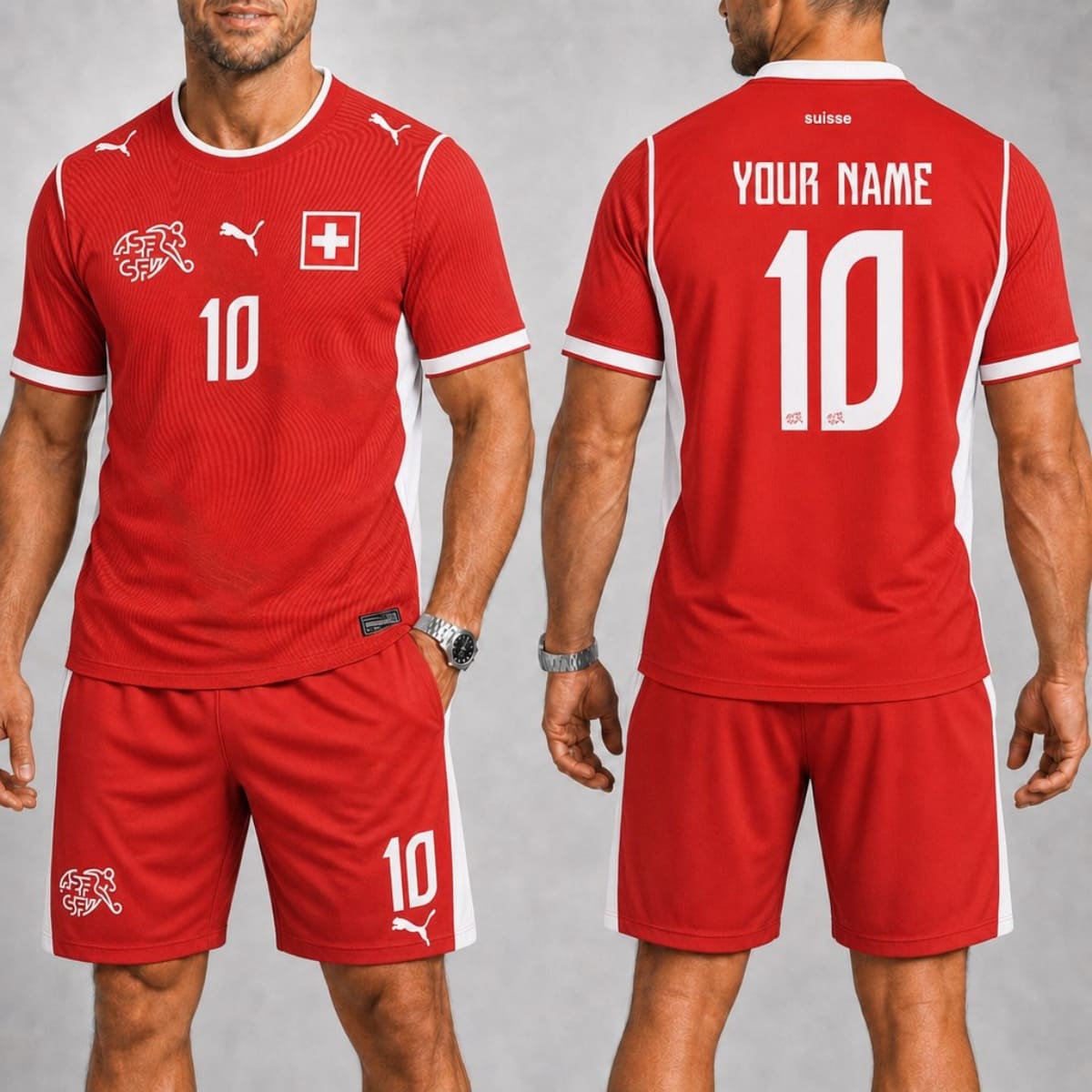 Personalized Switzerland Home Jersey & Shorts Set – Custom Name & Number | World Cup 2026