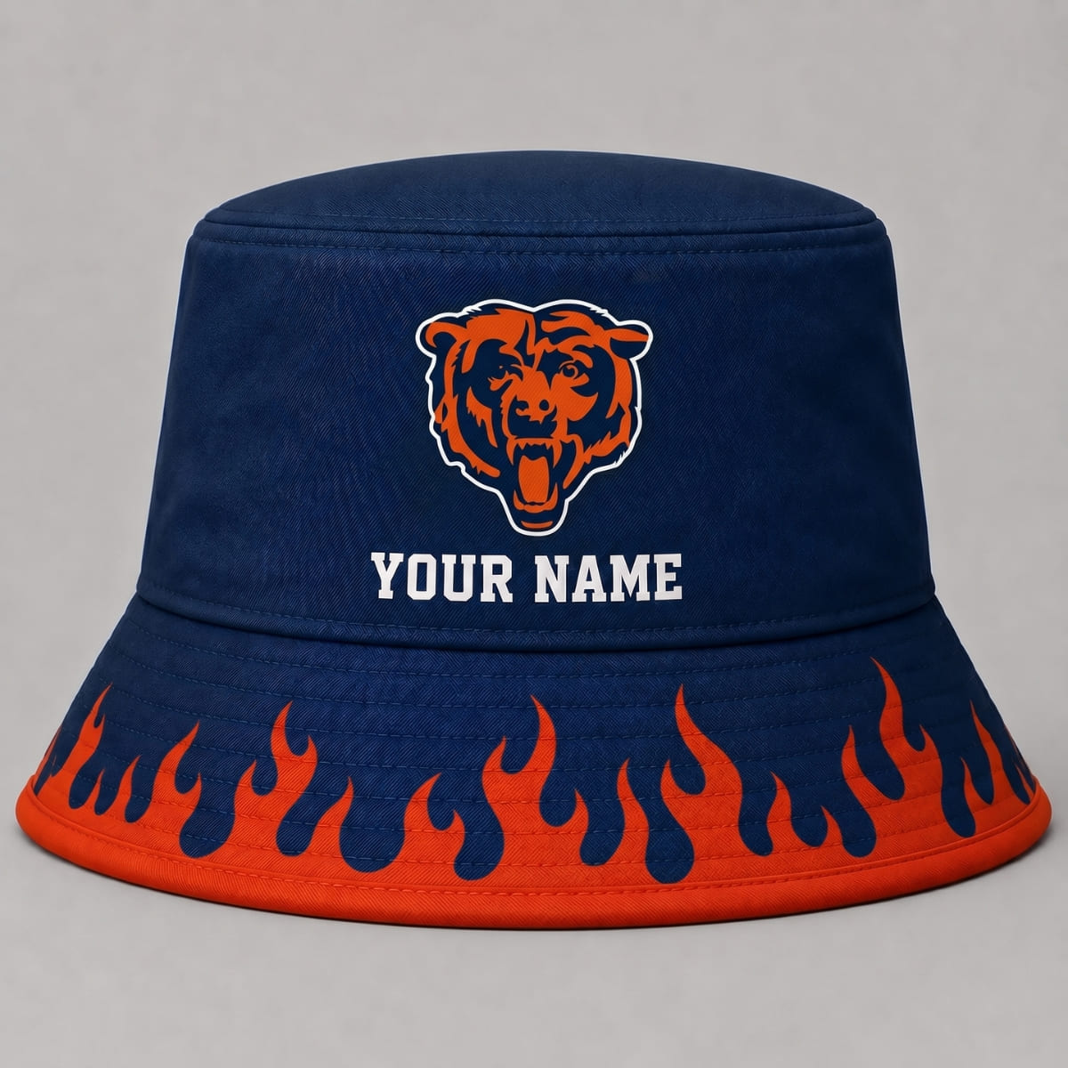 Personalized Chicago Bears Flame Brim Bucket Hat – Custom Name | NFL Fan Outfit
