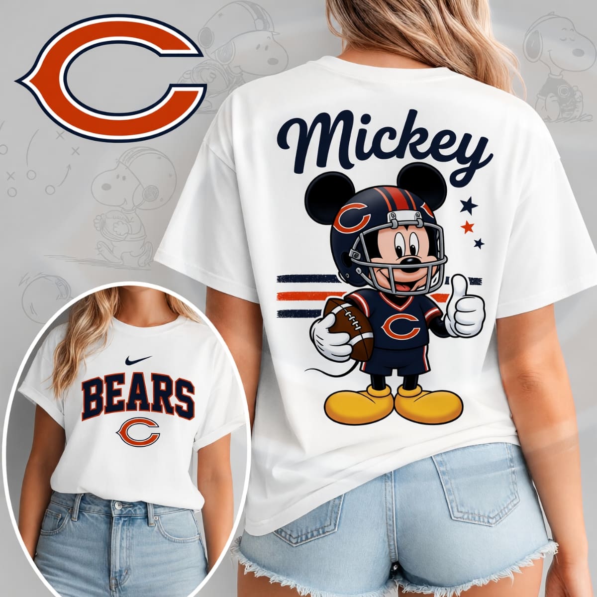 Chicago Bears x Mickey Mouse Football Game Day Unisex T-Shirt – NFL Fan Outfit
