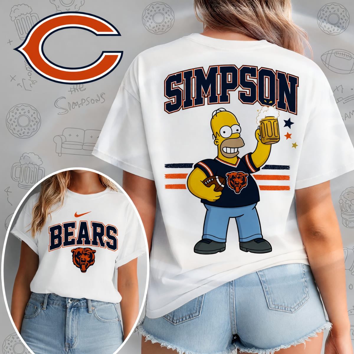 Chicago Bears x The Simpsons Football Game Day Unisex T-Shirt – NFL Fan Outfit