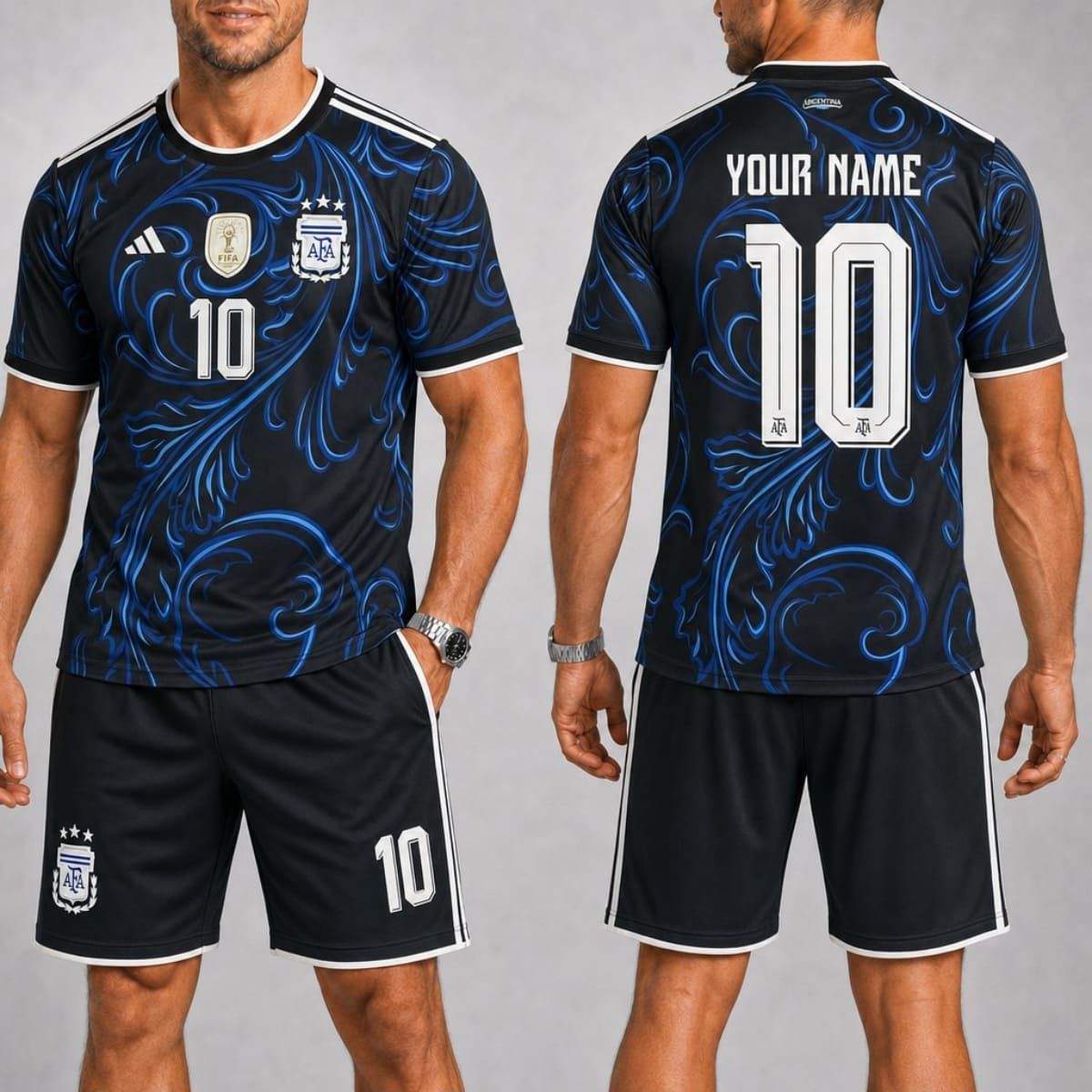 Personalized Argentina Away Jersey & Shorts Set – Custom Name & Number | World Cup 2026