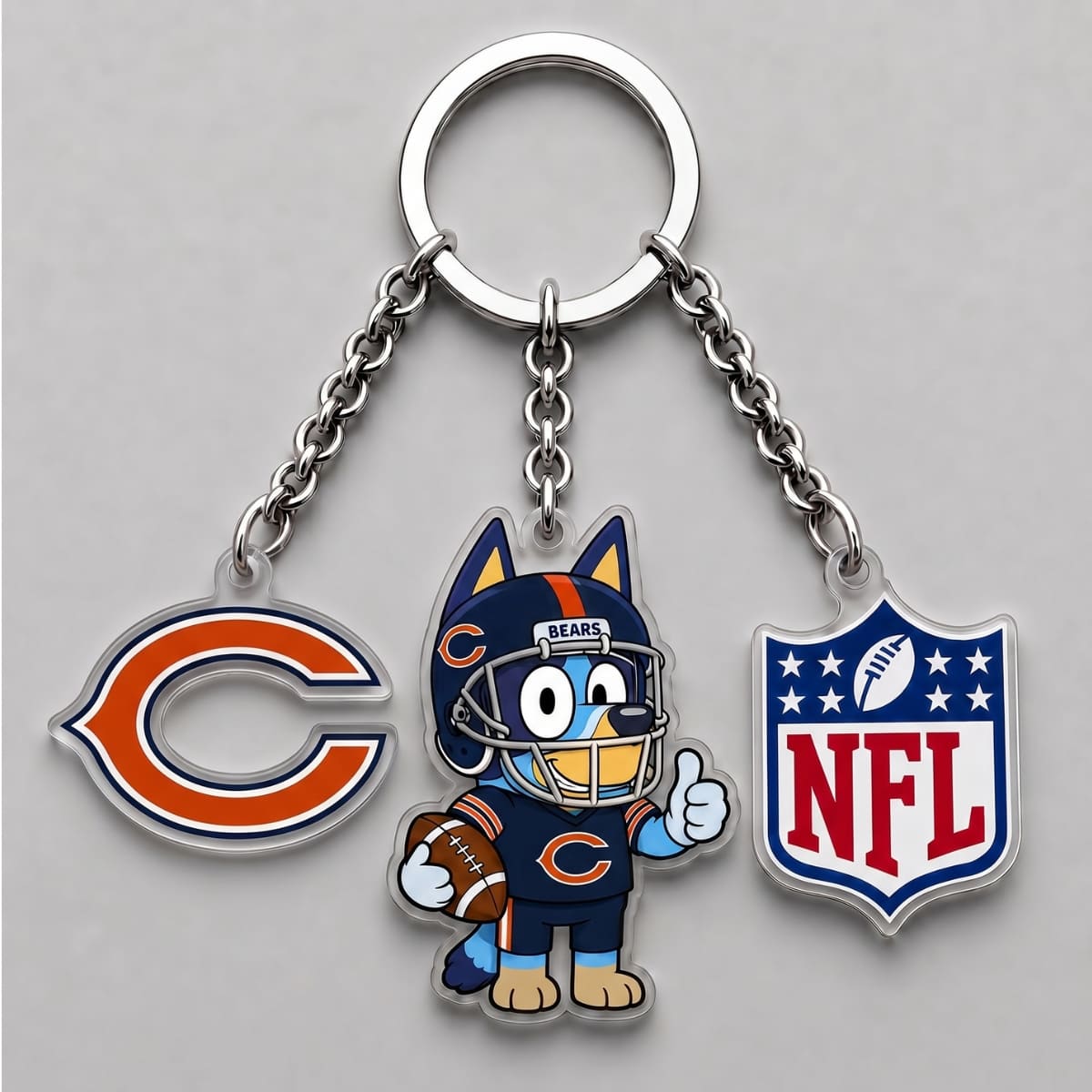 Chicago Bears x Bluey Triple Charm Keychain | NFL Fan Gift