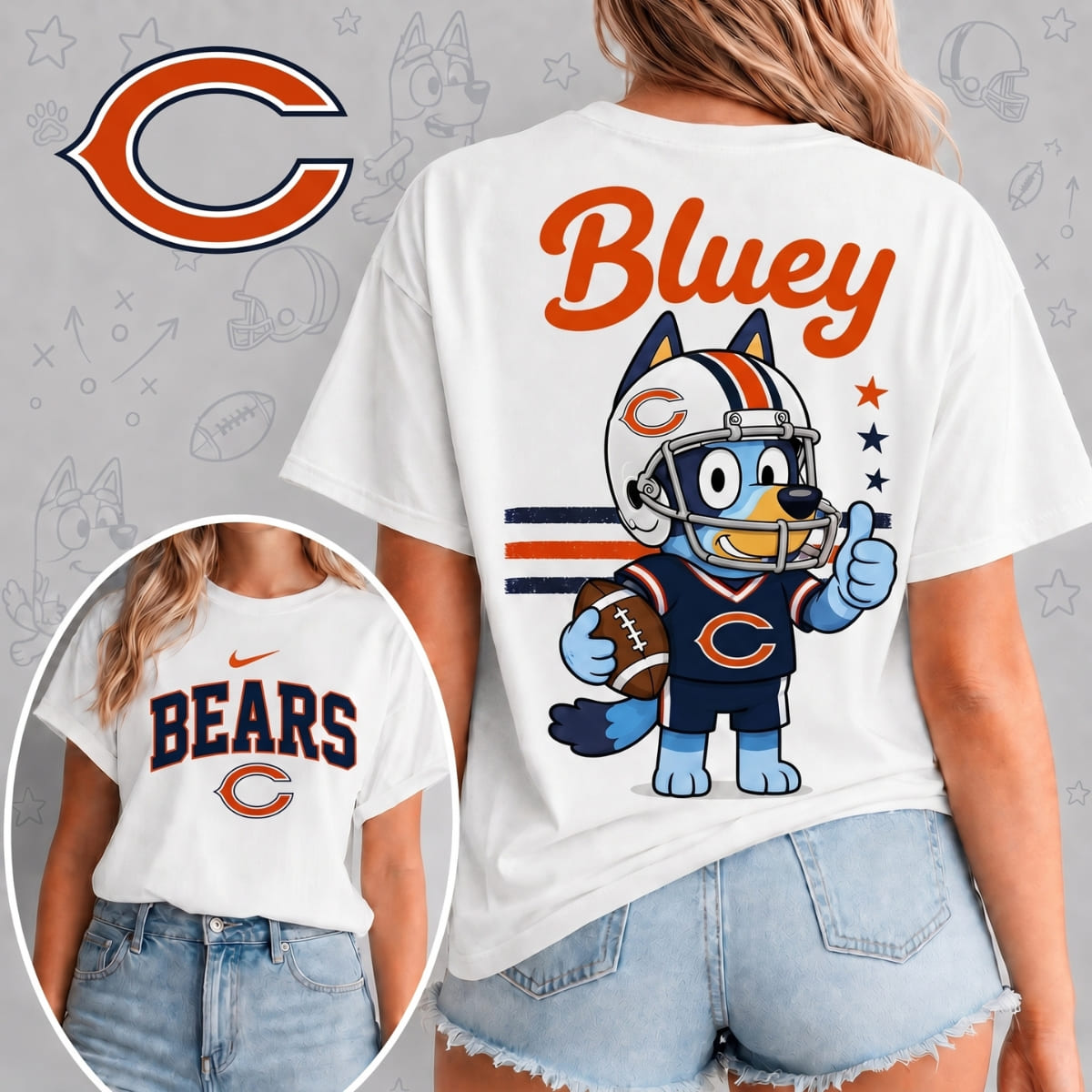 Chicago Bears x Bluey Football Game Day Unisex T-Shirt – NFL Fan Outfit