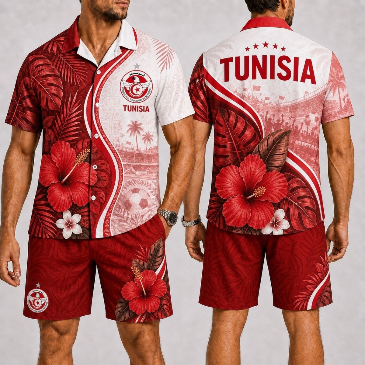 Island Wave Tunisia Hawaii Shirt & Shorts Set – World Cup 2026