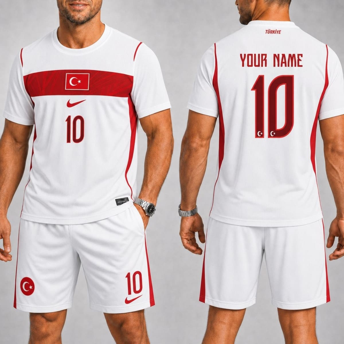 Personalized Türkiye Away Jersey & Shorts Set – Custom Name & Number | World Cup 2026